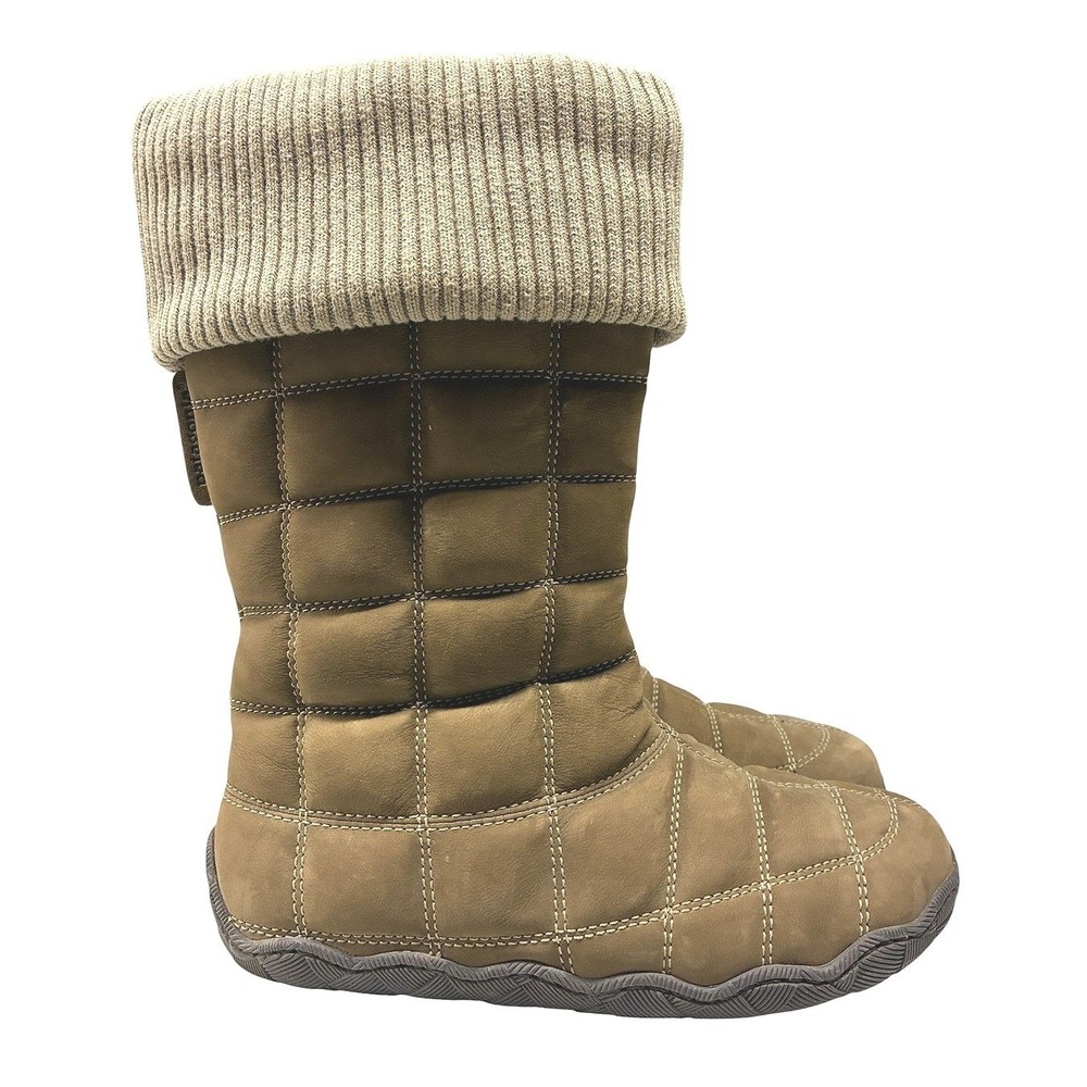 Patagonia Gingko Moss Boots Womens 8 Brown Quilted Suede Winter Warm Outdoor
